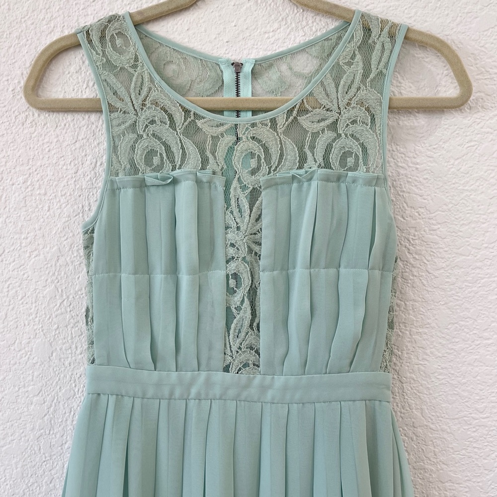 BCBGeneration Mint Green Lace Pleated Mini Dress - Picture 2 of 6